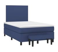 Qnhdfrt Set Letto a Molle 120x190 cm con Materasso Topper e Panca Blu | Arredo completo per camera da letto con testiera regolabile e imbottita traspirante per un valido supporto e stabilità.
