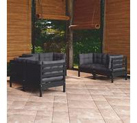 Qnhdfrt Set lounge da giardino 6 cucchiaini in legno di pino massiccio con cuscino, per terrazze, balcone e giardino
