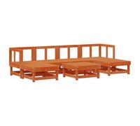 Qnhdfrt Set Lounge da Giardino 7 Pz in Legno di Pino Marrone Cera