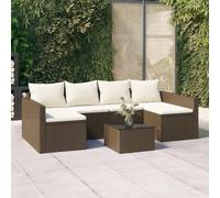Qnhdfrt Set lounge da giardino a forma di U in rattan PE con tavolino e cuscino, marrone, 238 x 110 x 66 cm, resistente alle intemperie, set di mobili per esterni, per terrazza, giardino e balcone