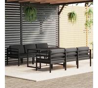 Qnhdfrt Set lounge da giardino, antracite, 7 pezzi, in alluminio, con imbottitura, design modulare, resistente alle intemperie e robusto, per terrazza, balcone e giardino