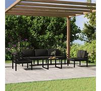 Qnhdfrt Set lounge da giardino in alluminio antracite, 6 pezzi, design modulare con cuscino per terrazza, balcone e giardino