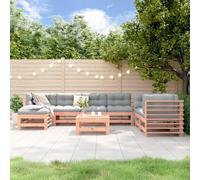 Qnhdfrt Set lounge da giardino in legno di Douglas massiccio, 8 pezzi, divano ad angolo con sgabello, per terrazza, balcone e giardino