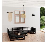 Qnhdfrt Set lounge da giardino in legno di pino massiccio, 12 pezzi, con tavolo e divano, modulare, per esterni, terrazza, giardino e balcone