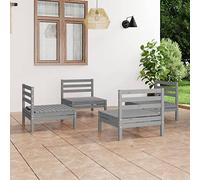 Qnhdfrt Set lounge da giardino in legno di pino massiccio, 4 pezzi, per balcone, terrazza, giardino