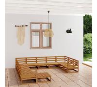 Qnhdfrt Set lounge da giardino in legno massello di pino massello 70 x 70 x 67 cm, per esterni, con tavolo e moduli angolari per terrazze, balconi, giardini
