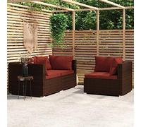 Qnhdfrt Set lounge da giardino per esterni in rattan PE con cuscino, design modulare per balcone e terrazza