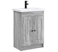 Qnhdfrt Set Mobile Bagno con Lavabo e Rubinetto Grigio Sonoma 2 Pz
