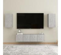 Qnhdfrt Set mobile TV grigio cemento in legno montato a parete con spazio per il soggiorno come ripiano basso o credenza, design moderno, 2 misure incluse
