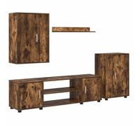 Qnhdfrt Set Mobile TV Parete 4 Pz Legno Ingegnerizzato Rovo Affumicato