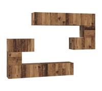 Qnhdfrt Set Mobile TV Sospeso da Parete 8 Pezzi, Finitura Legno Vecchio | Mobiletto sospeso multiuso per soggiorno, ideale per organizzare decoder e accessori con stile moderno.