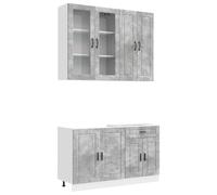 Qnhdfrt Set Mobiletti Cucina PORTO 4 Pezzi Grigio Cemento