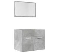 Qnhdfrt Set Mobili Bagno 2 Pezzi Grigio Cemento Sospeso con Specchio | Coppia di arredi per bagno in legno ingegnerizzato grigio con specchio da muro e mobiletto sottolavabo.