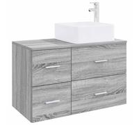 Qnhdfrt Set Mobili Bagno 2 Pezzi Legno Ingegnerizzato Grigio Sonoma | Soluzione salvaspazio per il bagno con mobile lavabo da terra e armadietto multiuso a tre cassetti totali.