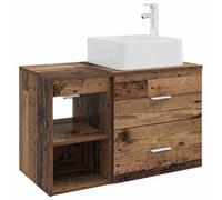 Qnhdfrt Set Mobili Bagno 2 Pz Sospeso Legno Ingegnerizzato Antico | Arredo salvaspazio per toilette con armadietto e base sottolavabo da parete personalizzabile senza fori preforati.