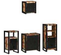 Qnhdfrt Set Mobili Bagno 4 Pezzi in Legno Massello Recuperato e Ferro | Arredo bagno salvaspazio composto da 4 mobili in legno recuperato per ottimizzare lo spazio domestico.