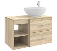 Qnhdfrt Set Mobili Bagno Sospesi 2 Pz con Lavabo e Rubinetto Rovere Sonoma