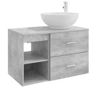 Qnhdfrt Set Mobili Bagno Sospesi 2 Pz Grigio Cemento Legno Ingegnerizzato