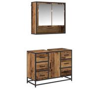 Qnhdfrt Set Mobili Bagno Sospesi 2 Pz Legno Ingegnerizzato Legno Vecchio | Arredo per bagno moderno con specchiera e mobile sottolavello sospeso, ideale per ottimizzare lo spazio in casa.