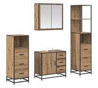 Qnhdfrt Set Mobili Bagno Sospesi 4 Pezzi Rovere Artigianale