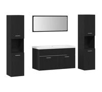 Qnhdfrt Set Mobili Bagno Sospesi 4 Pezzi Rovere Nero Legno Multistrato