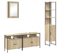 Qnhdfrt Set Mobili Bagno Sospesi 4 Pezzi Rovere Sonoma