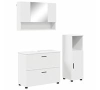 Qnhdfrt Set Mobili Bagno Sospesi Bianco 3 Pezzi in Legno Ingegnerizzato