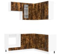 Qnhdfrt Set Mobili Cucina Componibili KALMAR 8 Pezzi Rovere Fumo | Arreda la tua cucina con questo blocco cucina modulare in legno ingegnerizzato, dotato di piedini regolabili e sicuri.