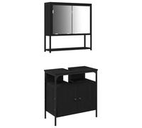 Qnhdfrt Set Mobili da Bagno 2 Pezzi Nero con Specchio Pensile