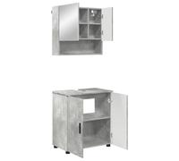 Qnhdfrt Set Mobili da Bagno 2 Pz Mobile Specchio Grigio Cemento 61cm