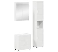 Qnhdfrt Set Mobili da Bagno 3 Pezzi Armadietto Specchio e Colonna Bianco