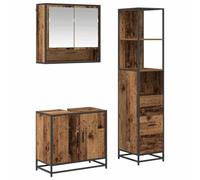 Qnhdfrt Set Mobili da Bagno 3 Pezzi Sospesi Effetto Legno Vecchio
