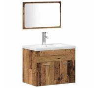Qnhdfrt Set Mobili da Bagno a Parete con Specchio e Ante 2 Pezzi | Mobiletto sospeso salvaspazio per il bagno moderno, resistente all'umidità con specchio piatto e ante a filo.