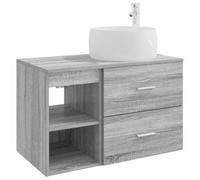 Qnhdfrt Set Mobili da Bagno Sospesi 2 Pezzi Grigio Sonoma