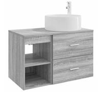 Qnhdfrt Set Mobili da Bagno Sospesi 2 Pezzi Grigio Sonoma Legno