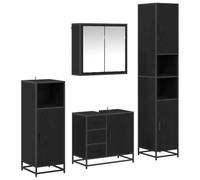 Qnhdfrt Set Mobili da Bagno Sospesi 4 Pz Rovere Nero 65 cm