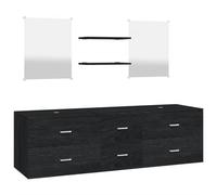 Qnhdfrt Set Mobili da Bagno sospesi 5 Pz Nero in Legno Multistrato