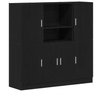 Qnhdfrt Set Mobili da Cucina 3 Pezzi, Credenza Dispensa in Truciolato Nero