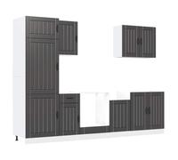 Qnhdfrt Set Mobili da Cucina 7 Pezzi Lucca, Mobiletti Componibili Neri | Arreda la tua cucina con questo blocco cucina modulare in legno ingegnerizzato, dotato di piedini regolabili.