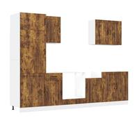 Qnhdfrt Set Mobili da Cucina 7 Pezzi Mobiletti Componibili Rovere Fumo | Arreda la tua cucina ottimizzando lo spazio grazie a questo set componibile da 7 pezzi capiente e funzionale.