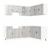 Qnhdfrt Set Mobili da Cucina Componibili 11 Pz Grigio Sonoma | Arreda la tua cucina con questo set modulare in legno ingegnerizzato, dotato di piedini regolabili e ampi vani.