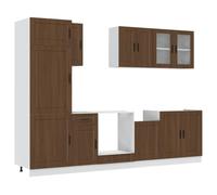 Qnhdfrt Set Mobili da Cucina Componibili 8 Pezzi Kalmar Rovere Marrone | Arreda la tua cucina con mobili componibili in legno multistrato dotati di piedini regolabili e ante in vetro.