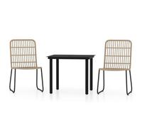 Qnhdfrt Set Mobili da Giardino 3 pz Tavolo in Vetro e 2 Sedie Rovere | Arredo moderno per terrazzo e patio con tavolo quadrato 80x80 cm e due sedie ergonomiche in rattan PE colore rovere.