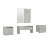 Qnhdfrt Set Mobili Ingresso 6 Pezzi Panca Specchio Appendiabiti Grigio | Soluzione modulare per corridoio e soggiorno con fioriera integrata e pratico cassettone salvaspazio in legno multistrato.