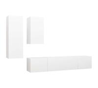 Qnhdfrt Set Mobili Porta TV Sospesi 4 Pezzi Bianco in Legno Multistrato