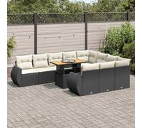 Qnhdfrt Set per divano da giardino, 11 cucchiaini, in rattan sintetico, con cuscino, per terrazza, balcone, giardino, salone