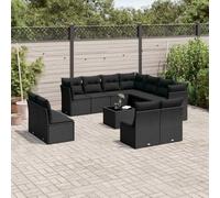 Qnhdfrt Set per divano da giardino, 12 pezzi, in rattan sintetico, con piano in vetro, design modulare, per terrazza, giardino e balcone