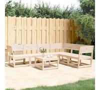 Qnhdfrt Set per divano da giardino in legno massello di pino massiccio, 6 pezzi, per esterni, con listelli, design modulare, per terrazza, giardino e balcone