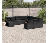 Qnhdfrt Set per divano da giardino, in rattan sintetico, 12 pezzi, con cuscino, design modulare, per giardino, terrazza, balcone