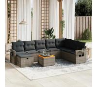 Qnhdfrt Set per divano da giardino, in rattan sintetico, 9 pezzi, con cuscino e tavolo, design modulare, per terrazza, balcone, giardino